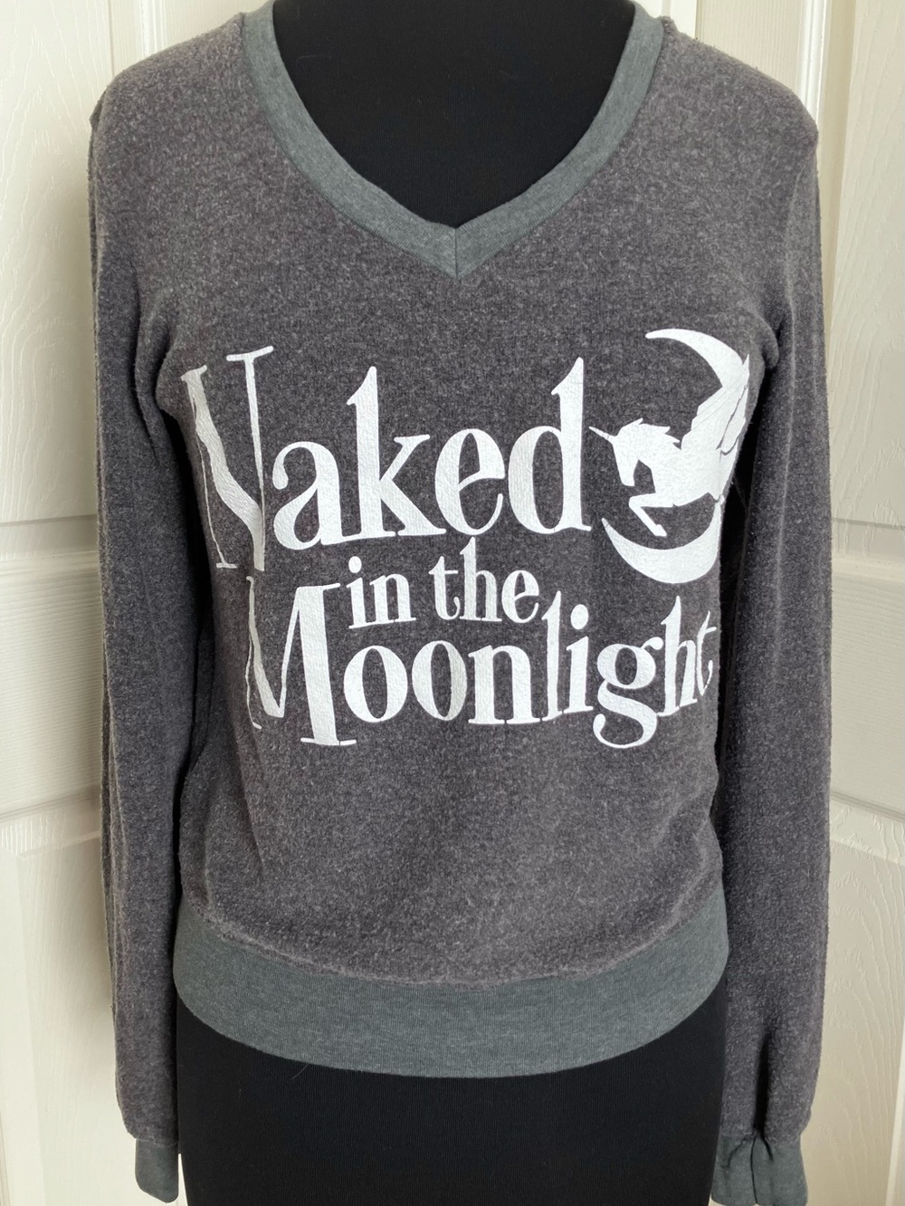 EUC Wildfox “Naked in the Moonlight” BBJ Unicorn Graphic Sweatshirt Grey Sz. XS